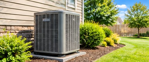 An outdoor AC unit beside a house